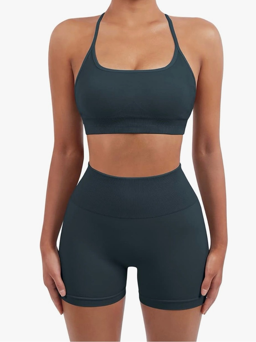 Amazon Deep green workout set - crop top and shorts size small